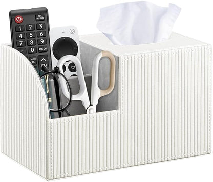 Square Tissue Box Cover with Storage, PU Leather Cube Tissue Box Holder by Thelittlebeautyoflife