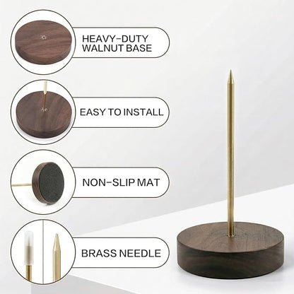 Ticket Stabber, Walnut Brass Pin Receipt Holder 2.7" 1-Pack | Natural walnut - Image 3