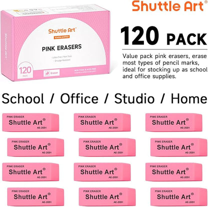 Pink Erasers, Shuttle Art 120 Pack Pink Erasers Bulk - Image 2