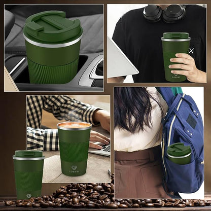 CS COSDDI 12 oz Stainless Steel Vacuum Insulated Tumbler - Coffee Travel Mug Spill Proof with Lid - coffee Cup for Keep Hot/Ice Coffee,Tea and Beer (3rd Green) - Image 7