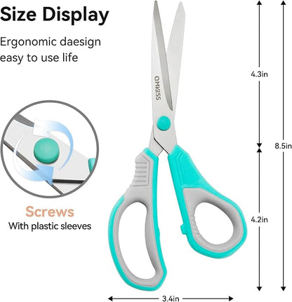 QMVESS 8.5" Scissors All Purpose 3 Pack, Ultra Sharp 2.5mm Thick Blade Scissors - Image 3