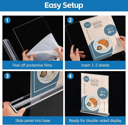 Dynta 8 Pack Acrylic Sign Holder 8.5 x 11, Tabletop Double-Sided Display - Image 5