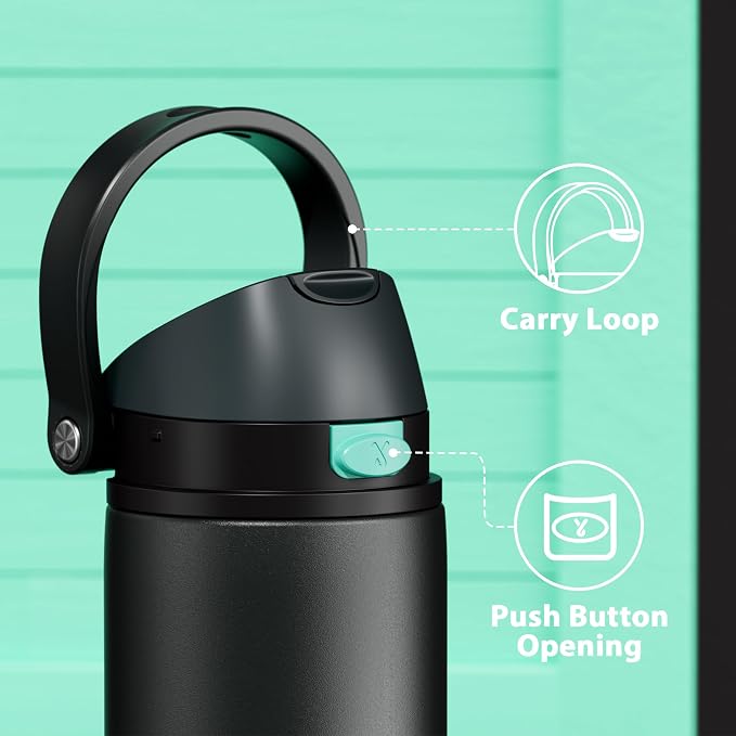 24 oz Insulated Water Bottle for Sports: Meoky Stainless Steel Water Bottle with 2-in-1 Straw and Spout Lid - Leak Proof, Cold for 24 Hours, Fits in Car Cup Holder, BPA-Free for Travel Gym, Foggy Tide - Image 5