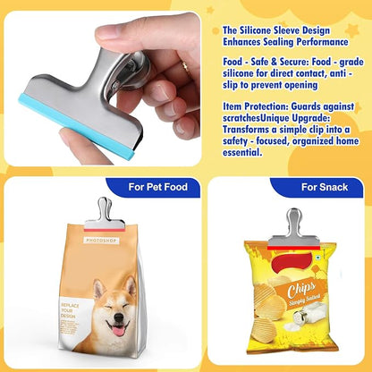HOUSE AGAIN 6 Pack Stainless Steel Chip Bag Clips Covered - Image 6