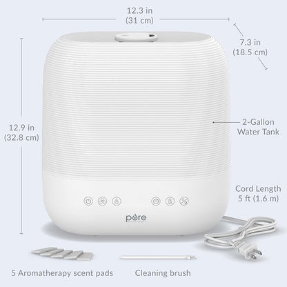 Pure Enrichment HUME Sense Warm & Cool Mist Top-Fill Humidifier, 2-Gal Tank, Up to 4.5 Days, Auto Humidity Sensor, 3 Mist Levels, Night Light, Aromatherapy, Sleep Mode & Auto Shut-Off - Image 7