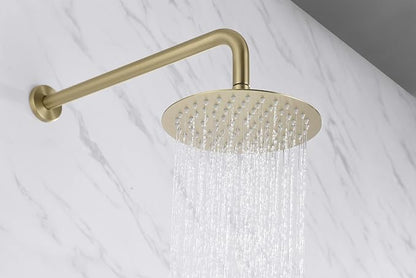 SUMERAIN 3 Handle Tub Shower Faucet Set with Waterfall Tub Spout and 3-Cross Handles, Wall Mounted Rainfall Bathtub Shower Faucet Brushed Gold - Image 4