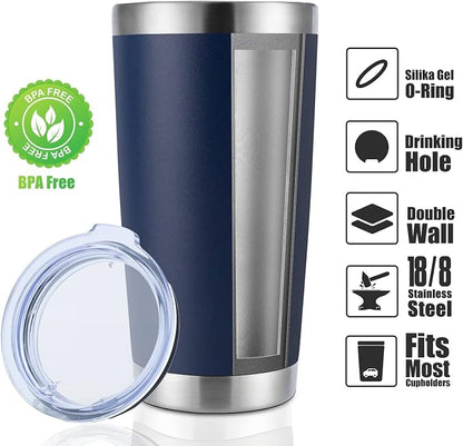 DOMICARE 20oz Stainless Steel Tumbler Bulk with Lid, Double Wall Vacuum Insulated Travel Mug, Powder Coated Coffee Cup, Powder Navy, 4 Pack - Image 2