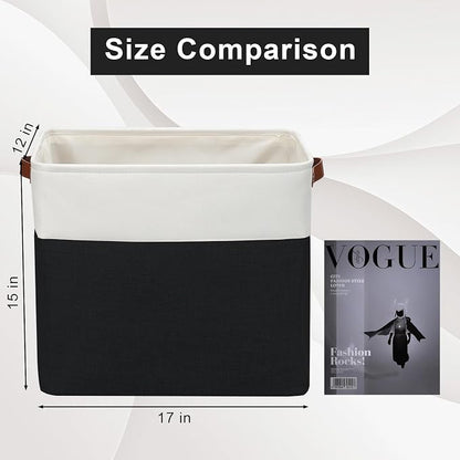 Bagnizer Large Fabric Storage Baskets | 50L Storage Bins, Decorative Linen - Image 3