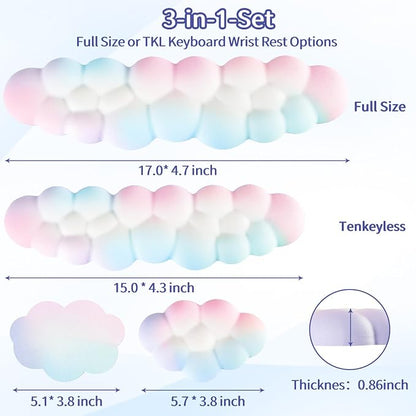 Sushret Cloud Wrist Rest Keyboard, Cloud Keyboard Wrist Pad Set - Image 7