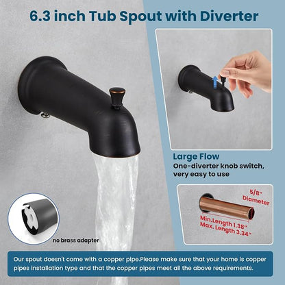 gotonovo Bathroom Shower Head Kit High Pressure Combo System Shower Faucet 6 Modes ABS Handheld Spray Shower Trim Kit Valve Included Shower Head and Handle Set Oil Rubbed Bronze - Image 5