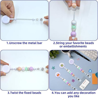 15pcs White Beadable Badge Reels Making Kits - Image 6