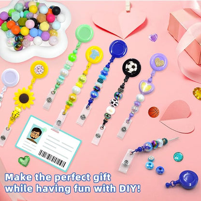 60pcs Colorful Beadable Badge Reels Making Kits - Image 2