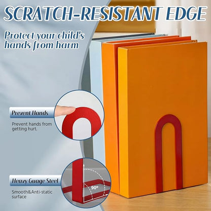 Chunful 2 Pcs Modern Metal Book Ends - Image 4