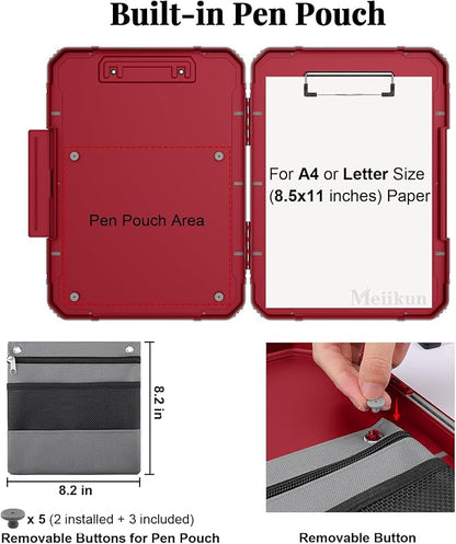 Meiikun Clipboard with Storage, Rugged Shockproof Protective, Internal Pen - Image 3