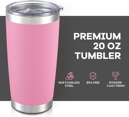 20 oz Tumbler with Lid Stainless Steel Double Wall Vacuum Insulated Tumblers Powder Coated Cups Travel Mug Keep Drinks Cold and Hot, Pink - Image 2