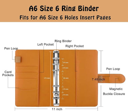 Antner A6 PU Leather Refillable 6 Ring Notebook Binder - Image 2