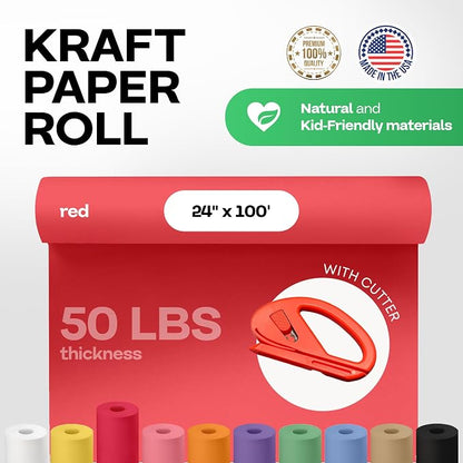 Christmas Red Kraft Paper Roll 24" x 1200" - Image 2