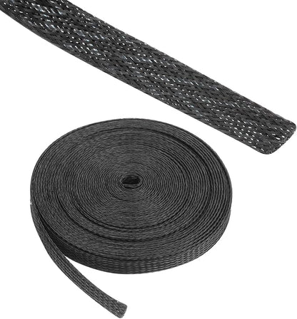 25ft PET Expandable Wire Loom 3/8 Inch, PET Braided Wire Sleeving Cable by Rebower