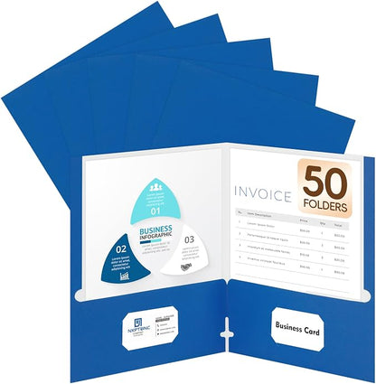 50 Packs Two Pocket Folders, Two Pocket File Folders by Unknown