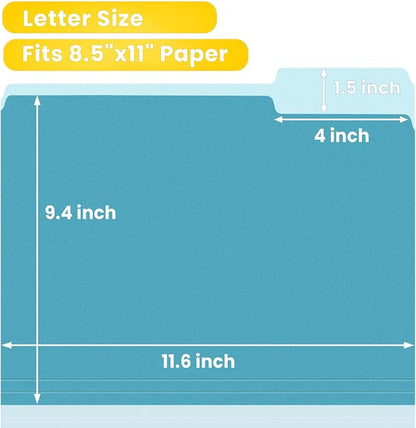 SUNEE File Folders Letter Size Retro Colors, 100 Pack Folders - Image 2