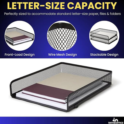 1InTheOffice Letter Trays for Desk Stackable, Front-Load Mesh Desk Tray - Image 4