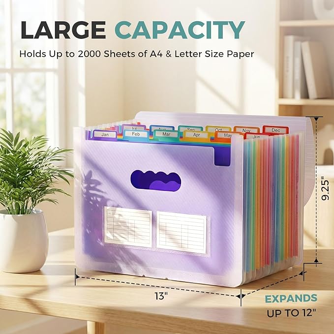 SKYDUE Accordion File Organizer, Expanding File Folder - Image 2