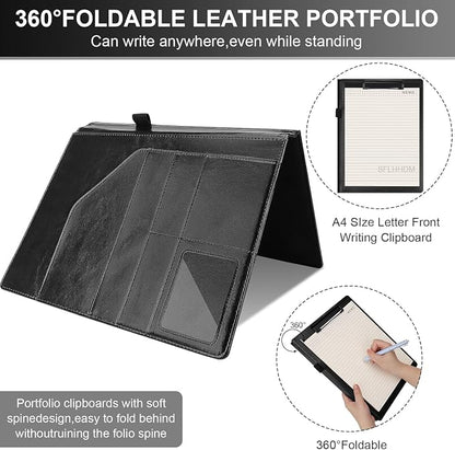 Portfolio Folder Padfolio with A4 Clipboard, Professional PU Leather Folder - Image 4
