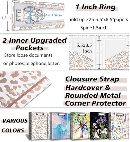 Mini 3 Ring Binder 1 Inch for 5.5"x8.5" Paper, Cute Small Three Ring Binders - Image 5