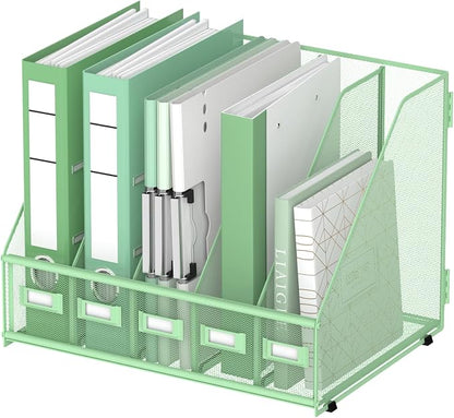DALTACK 5 Vertical Compartments Magazine File Holder, Binder Organizer by DALTACK
