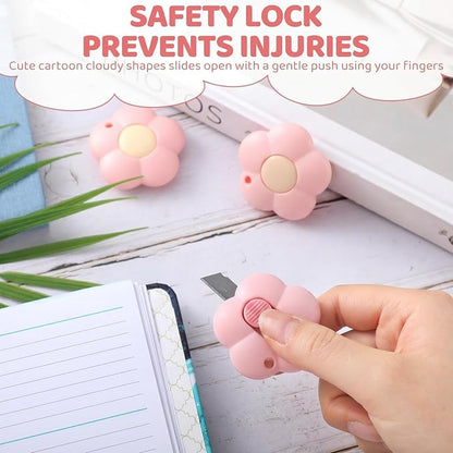 Honoson 8 Pack Mini Box Cutter Retractable Utility Knife Flower Portable Letter - Image 5
