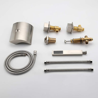 sumerain Waterfall Bathtub Faucet Brushed Nickel with Sprayer, Tub Spout with Diverter - Image 8