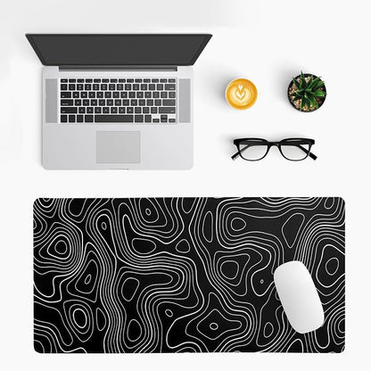 Topographic Contour Gaming Mouse Pad Black Large Mouse Pad - Image 3