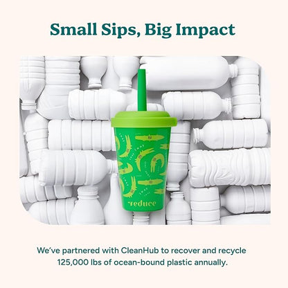 REDUCE GoGo's Kids Portable Tumbler Cups with Lids and Spill-Proof Straws - 5 Pack of Stackable 12 oz Tumblers with Twist-On Lids - Easy Storage, Dishwasher Safe - Scavenger Boy Set - Image 9