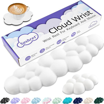 Sushret Cloud Wrist Rest Keyboard, Cloud Keyboard Wrist Pad Set by Sushret