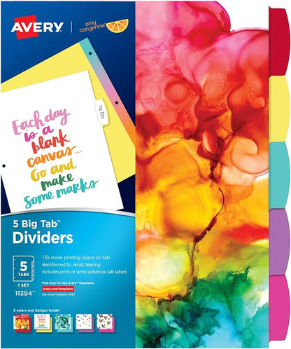 Avery + Amy Tangerine Designer Collection Big Tab Dividers by Avery