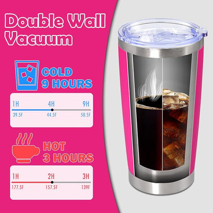 20oz Tumbler Stainless Steel Tumbler Cup with Lid Vacuum Insulated Double Wall Travel Mug, Durable Powder Coated Travel Coffee Tumbler Mug for Hot & Cold Drinks, Hot Pink,4 Pack - Image 5