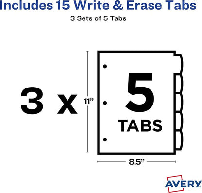 Avery Big Tab Write & Erase Durable Plastic Dividers, 5-Tab Set, 3 Sets - Image 5