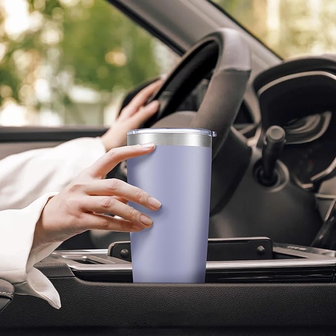 20 oz Tumbler with Lid Stainless Steel Insulated Tumblers Bulk Double Wall Vacuum Cups Powder Coated Travel Mug Keep Drink Cold and Hot, Cosmic Lilac, 8 Pack - Image 5