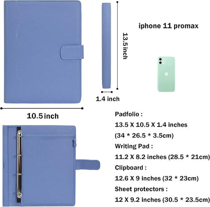 Wonderpool A4 PU Leather 3 & 4 Ring Holder Writing Portfolio Multi Document Case - Image 8