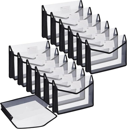 CUTHOLLOW 12 Pack Expanding File Folder, Large Capacity Black Plastic Document by CUTHOLLOW