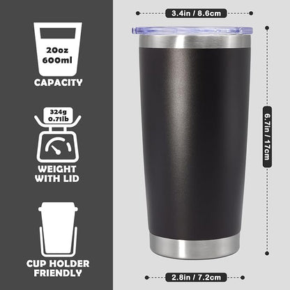 20oz Tumbler Stainless Steel Tumbler Cup with Lid Vacuum Insulated Double Wall Travel Mug, Durable Powder Coated Travel Coffee Tumbler Mug for Hot & Cold Drinks, Black,4 Pack - Image 4
