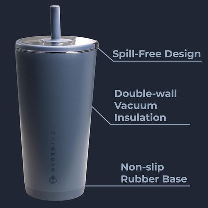 HydroJug Everyday Tumbler 20 oz – Ceramic-Lined Insulated Tumbler with Straw and Soft-Touch Lid, Cup Holder Friendly, Double-Wall Vacuum Insulation, Reusable Travel Cup – Cascade - Image 3