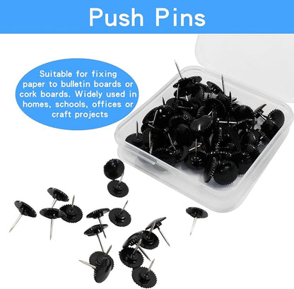 Piutouyar 50 Pcs Black Push Pins, Plastic Thumb Tacks - Image 3