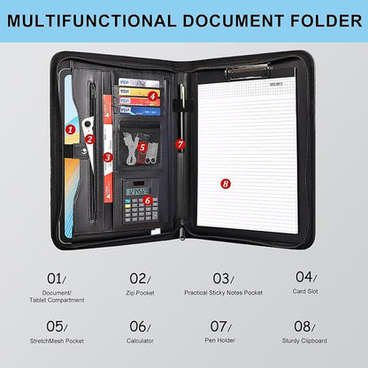 Eshow Padfolio for Men Women, Leather Portfolio - Image 3