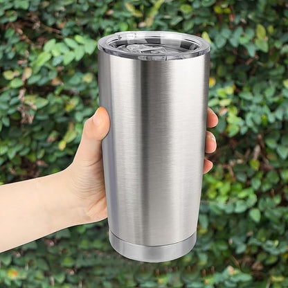 20oz Stainless Steel Tumbler with Lid, Travel Mug - Double Wall Vacuum Powder Coated Cup - Stainless steel, 1 Pack - Image 5