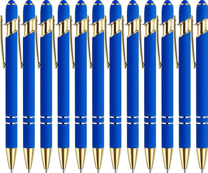 LINFANC 12 Pack Blue Gold Ballpoint Pen by LINFANC