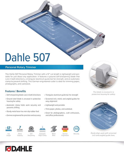 Dahle 507 Personal Rotary Trimmer, 7 Sheet Capacity, Self-Sharpening, Automatic - Image 6
