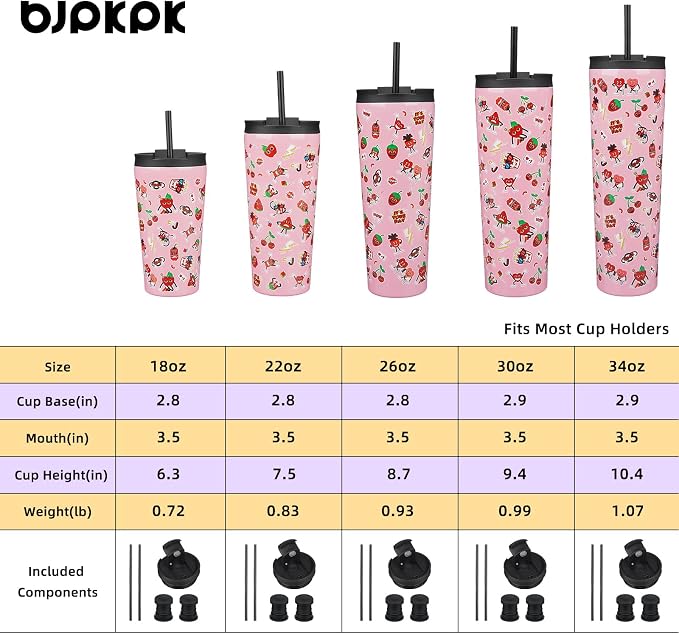BJPKPK 26oz Stainless Steel Insulated Tumbler With lid And Straw Travel Coffee Thermal Tumblers Cup For Women And Men,Passionate Pink - Image 4