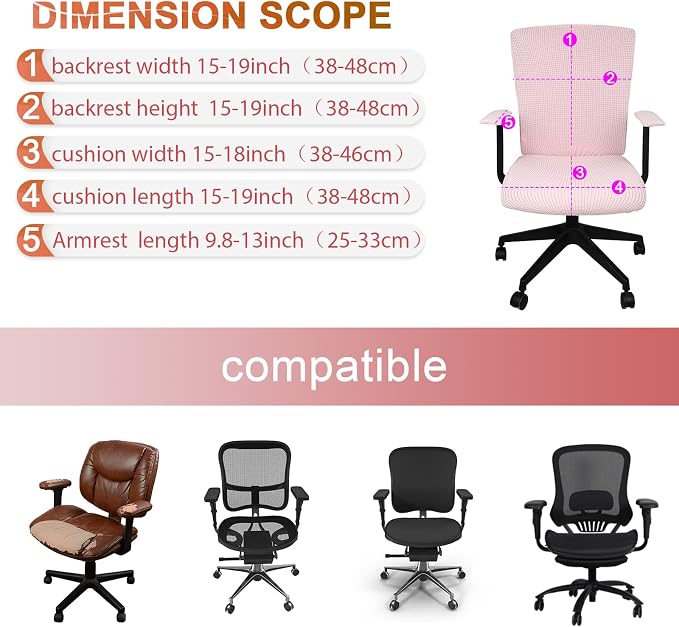 Tallew 4 Pcs Office Chair Covers Set Computer Universal Protective Stretchable - Image 2