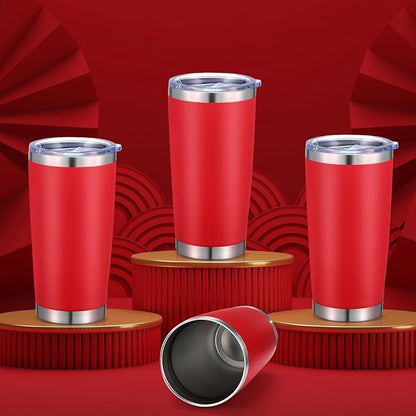 Sieral 36 Pack Stainless Steel Tumblers Bulk with Lids Double Wall Vacuum Insulated Coffee Cups Blank leakproof Powder Coated Tumblers for Engraving Wedding Graduation Party Favors(20 oz,Red) - Image 6
